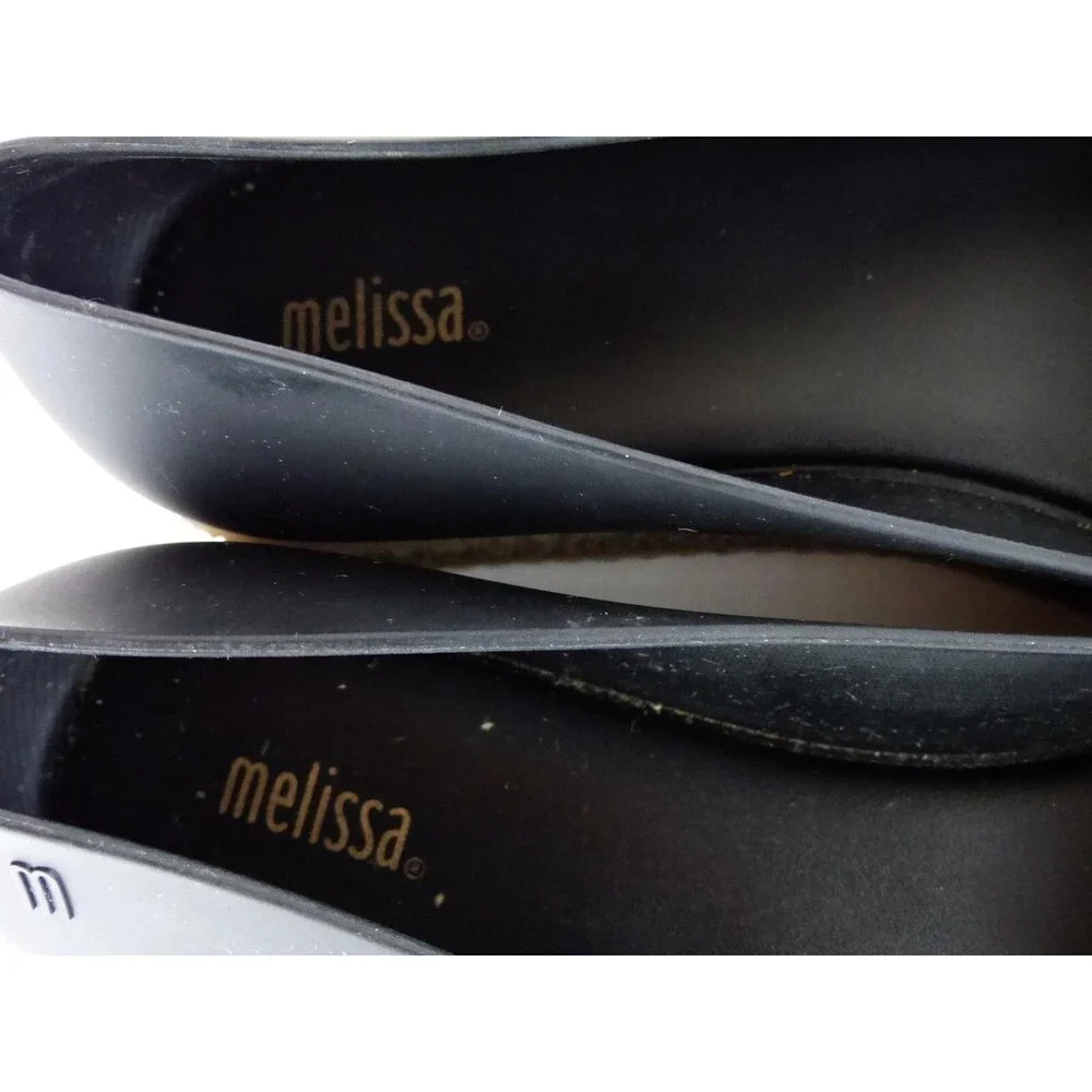 Melissa Puzzle Ad Flats Womens 7 EU 38 Black Platform Slip On Sandals Boho 90s